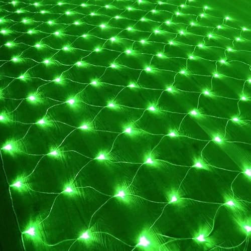 BANTASE Rete Natalizia for Esterni, 144 Luci LED 2 X 2 M, Bianco Freddo, con Timer, Alimentata A Rete for Interni Ed Esterni.(Green,1.5m x 1.5m 96led)