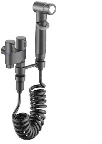 Juego de rociador de bidé de baño con válvula angular, pulverizador de mano para inodoro, salidas de agua dobles para limpieza del hogar (gris)