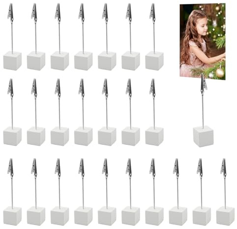 INNAL 30 Stück Fotohalter mit Klammern Zettelhalter Memo Clip Halter Ständer Notizhalter Fotoständer mit Krokodilklemmen Foto Halter für Büro Hochzeits Party Hausdekoration Geschäften Restaurants
