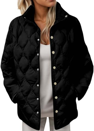 Foweknow Chaqueta acolchada ligera para mujer, chaqueta de entretiempo para invierno, cálida, corta, chaqueta acolchada para mujer, abrigo fino, otoño, plumón, chaqueta de forro polar, chaqueta
