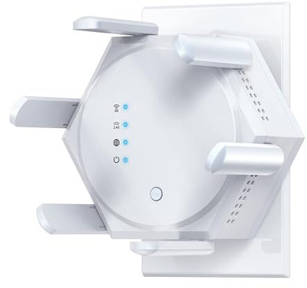 12880 Sq.Ft WiFi Extender Signal Booster, 1200Mbps Dual Band 5GHz/2.4GHz WiFi Repeater Support 60 Device,WiFi Repeater for Apartment Basement Office House (Gloss White)