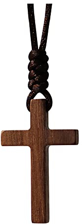 Xianli Wang Collar Colgante de Cruz de Madera de Nogal Para Hombres Mujeres Collar Arbolado