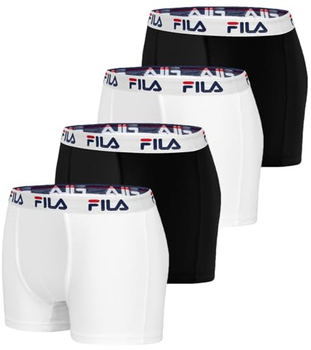 FILA Calzoncillos Hombre Boxer Algodón, Ropa Interior Hombre, Anti-irritación, Transpirable (Lote de 4)