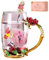 DasyFly Cadeau d'anniversaire pour femme, tasse à thé en verre émaillé, motif papillon et fleur, cadeau mignon pour femme, maman, épouse, grand-mère, amie, pour un anniversaire, Noël, la