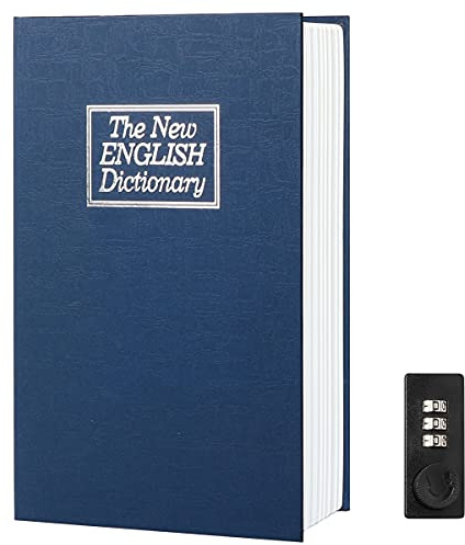 Diversion Book Safe Storage Box,Safe Box with Premium Combination Lock, Portable Book-Safe,Perfect for Home, Travel,Dorm Store Money, Jewelry, Phone and Passport (Blue)