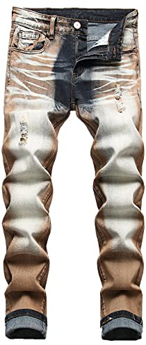 JUNBAOSS Mens Ripped Jeans Slim Fit Jeans for Men Stretch, Distressed Destroyed Straight Leg Fashion Denim Jean Pants with Holes