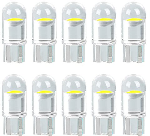 LncBoc Lampade W5W LED T10 194 168 1SMD COB 12V 6000K Bianco Super Luminoso per Luci Targa LED Auto Lampadina Luci LED Posizione Cortesia Interne Targa Lampade Confezione da 10