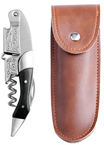 ZHSH 115g Personalizzato in Acciaio Inossidabile per Impieghi Gravosi, Cavatappi Professionale a Doppia Cerniera per Camerieri con Chiave Taglierina e Manico in Legno (B)