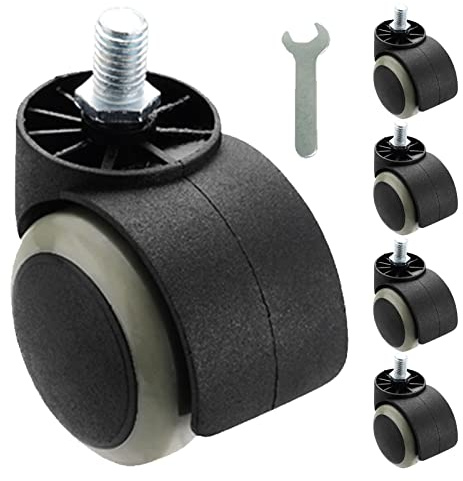 Hjul för kontorsstol, tysta hjul, svängbara hjul 50 mm, svart/grå, hem/kontor svängbar stol ersättningshjul, nylon och pvc svängbara hjul, grå tråd