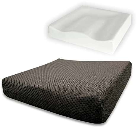 VALENTIA MEDICAL Cojín Antiescaras Silla de Ruedas Viscoelástica Inyectada – Tejido Supersuave Lavable Antideslizante + Funda Interior- Cojín Silla de Ruedas- Cojin Silla