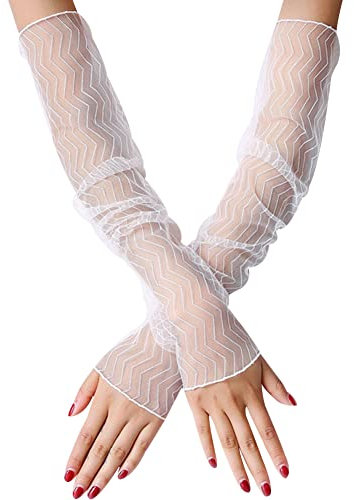 Amorar Manicotti in Pizzo 1 Paio di Protezione Uv Manicotti di Raffreddamento Manicotti Eleganti in Pizzo per Protezione Solare per Le Donne per Guida Ciclismo Pesca Escursionismo