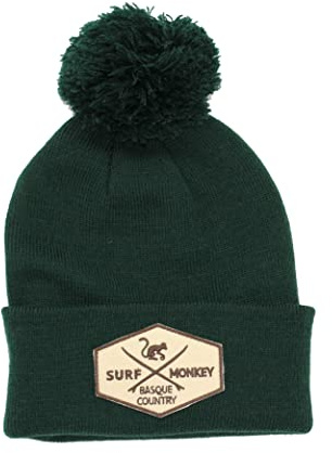 DRESSED IN MUSIC PLAY WITH ME Beanie Cappello Bambino/Bambina Surf Monkey® Taglia Unica Cappello Invernale con Pompon, Verde, Taglia unica