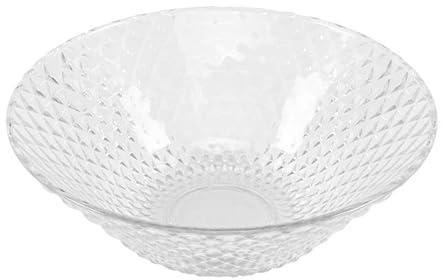 ROCKING GIFTS Bol de Cristal para Ensalada, Ensaladera de Vidrio Transparente, Cuenco Menaje de Cocina Diseño Elegante con Relieve Decorativo, Capacidad 1L, 19,5 cm Diámetro