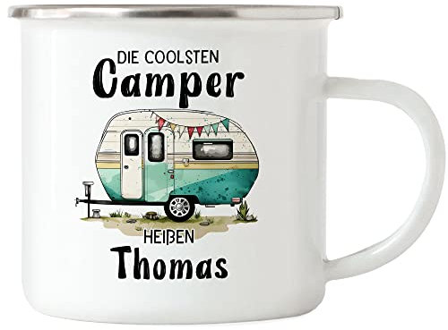 Kiddle-Design Die coolsten Camper heißen Emaille Tasse Personalisiert Wohnwagen Wohnmobil Camping Kaffeebecher