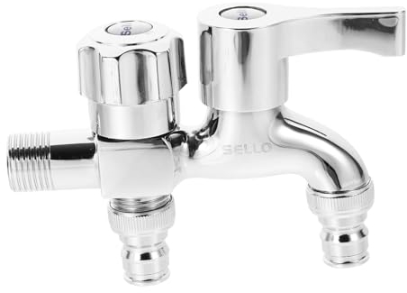 Uonlytech Waschmaschine Wasserhahn Badezimmer Wasserhahn Ablaufgarnitur für Doppelwaschbecken Wasserhahn für Badezimmer Mittelfußschutz Toilettenhahn Waschmaschinenhahn schnell öffnen