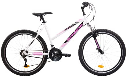 F.lli Schiano Range 26'' Bicycle, MTB Woman Bike, White-Pink