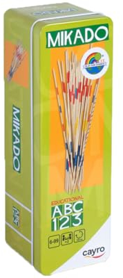 Cayro – Mikado-Metallbox – Geschicklichkeitsspiel – Heben Sie die hölzernen Essstäbchen auf, ohne die Anderen zu bewegen – + 2 Spieler