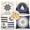 Kissenbezug Maritimes Thema 4er Set Kissenbezug Outdoor wasserdichte Kissen Moderne Sofakissen Marineblau Streifen Deko Kissenhülle Leinen 40 x 40cm für Sofakissen Bezug Auto Garten Draußen Drinnen