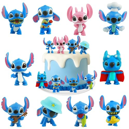 10 Pcs Blue Cake Toppers, Figures Set Cake Decorations Party Decorations Birthday Cake Topper Kid Birthday Cake Decorations Party Decorations for Boys Girls Children Kids