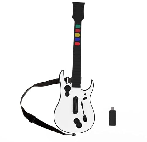 DOYO Controller Chitarra per PC e PS3 - Guitar Hero Chitarra con cinghia, ideale per Guitar Hero, Clone Hero e Rock Band Giochi - Accessori di alta qualità per Guitar Hero PS3 e PC (5 tasti Bianchi)
