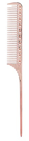 TIKATARER Pettine a Coda di Topo, Pettine Separazione Multifunzionale in Alluminio 22,5 Cm per Capelli Intrecciati Pettine per Capelli con Design a Coda di Precisione per (Oro Rosa)