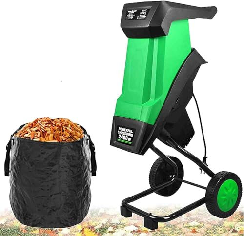 JMOZHCD Broyeur de Branches de Feuilles Multifonctionnel, broyeur électrique de Jardin 2400 W, broyeur de Bois électrique, boîte de Collecte de 50 L, câble d'alimentation de 10 m (20m Power Cord)