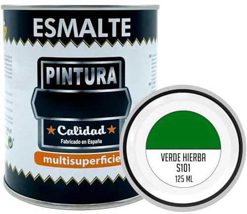 Acan Tradineur - Bote de Pintura Esmalte - Fabricado en España - Ideal para Cualquier Superficie, Madera, Plástico, Cristal o Cemento - Capacidad de 125 ML - Verde Hierba (S101)