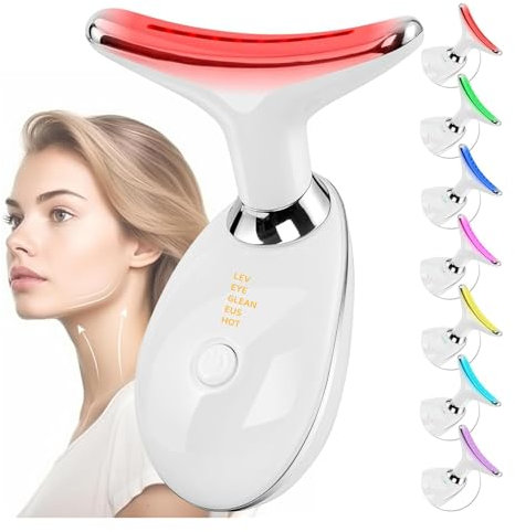 ZZJTPA Masaje Facial Anti Arrugas Masaje, Masajeador de Cara y Cuello 7 Colores, Herramienta de Cuidado Facial Multifuncional, Dispositivo Antiarrugas Cara y Cuello Masaje de Cuidado Facial