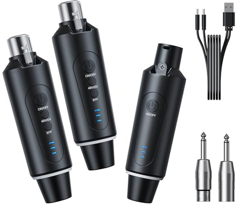 Yinker Microphone XLR 2,4 G sans fil émetteur récepteur 1 à 2 microphone sans fil pour microphone dynamique microphone à condensateur 50-100 m pour chant/discours public