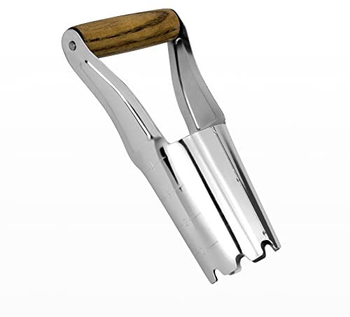 Haliaeetus Bulb Planter Tool, 4 inches Depth Mark Hand Bulb Planter, Non-Bending Stainless Steel Bulb Planter Digger, Garden Bulb Transplanter with Comfortable Wood Handle for Planting Tulip, Daffodil