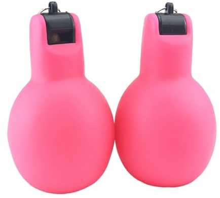 Baoblaze 2Pcs Hand Squeeze Whistles Coaches Whistle Loud Sound Handheld Trainers Whistles Sports Whistle for Home School Indoor Outdoor, Pink