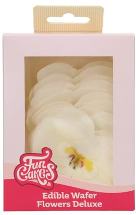 FunCakes Edible Wafer Flowers Deluxe Orchid White Medium - Fiori Commestibili Decorazioni per Torte, Cupcake e Dolci - Confezione da 10