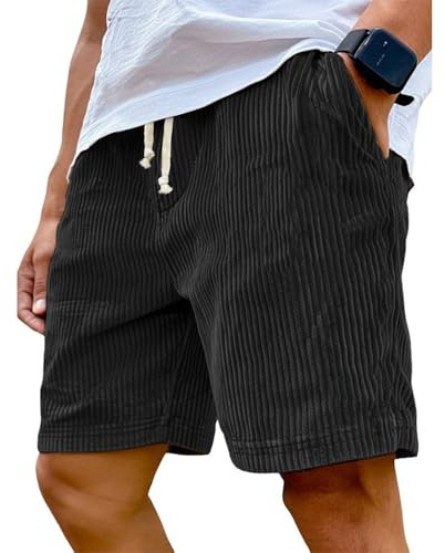 Générique Short Homme Velours Côtelé Bermuda avec Poches Été Plage Cargo Shorts et Bermudas Taille Elastique Short Couleur Unie Baggy Pantacourt Décontracté