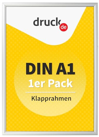 druck.de 1 Klapprahmen A1 für Plakate, Hinweisschilder, Werbung | Aluminiumrahmen mit 2,5 cm Profil | geeignet für Wandmontage | Durchsichtiger Plastikschutz schützt Ihr Poster (1 Stück, A1)