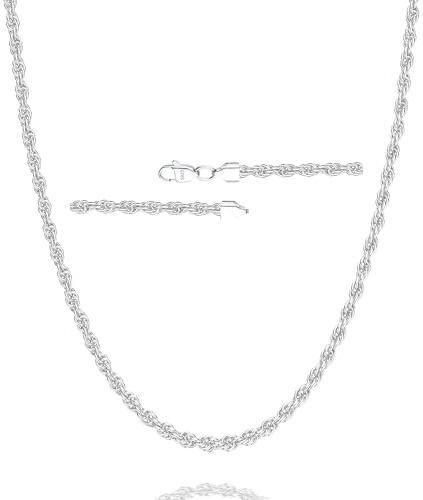 Esrael Collar de cadena de plata de ley 925 sólido de 2.5mm/3mm para hombres, joyería de cadena de plata resistente y sin decoloración para hombres, regalos de 16/18/20/22/24 pulgadas, 18inch(45cm