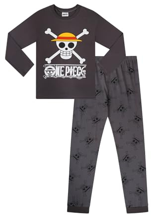 One Piece Boys Girls Long Pyjamas PJs For Kids (12-13 Years) Black