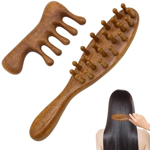 2 st loc kam för sisterlås, handgjord trähårbotten massagekam – naturlig borste och utredningsverktyg för dreadlocks, lockigt hår | bärbart set för massage, Gua Sha och ansiktsvård