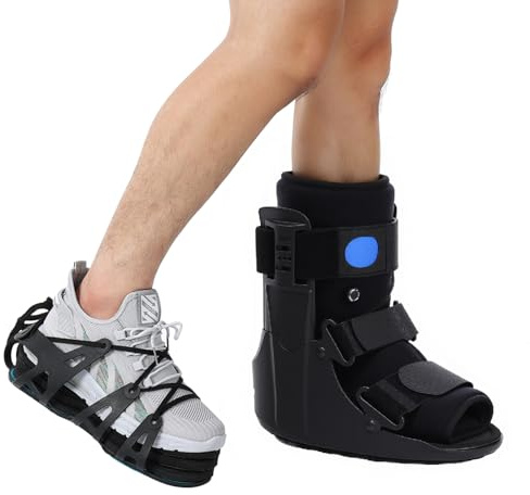 Floryexn Inflatable Walking Boot, Air Cam Walker Fracture Boot for Sprained Ankle, Short Air Walker Brace with Adjustable Shoe Lift Shoe Balancer for Broken Foot Achilles Tendon Injury (Medium)