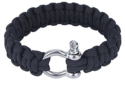 Alomejor Bracelet de Survie, résistant Militaire Bracelet paracorde 550 Acier Inoxydable for randonneurs campeurs aventuriers extérieur