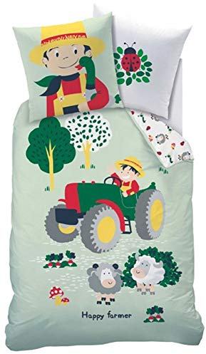 Matt&Rose Traktor Bettwäsche Trecker Happy Farmer 135 x 200 cm 80 x 80 cm