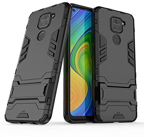 Max Power Digital Funda para móvil Xiaomi Redmi Note 9 con Soporte - Carcasa Híbrida Antigolpes Resistente Rígida Dura Doble Antichoque (Xiaomi Redmi Note 9, Negro)