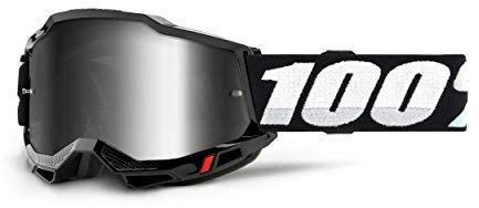 100% Accuri 2 Goggle, Erwachsene, Schwarz mit Spiegel Silber Linse