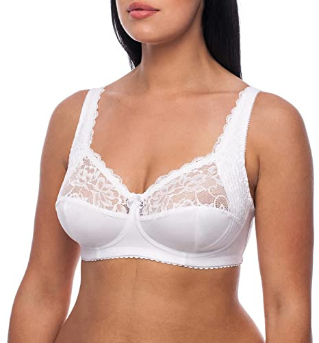 frugue Ladies Bras Non Wired Wireless Support Minimizer Bra Plus Size White UK 38 D