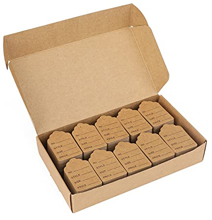 jijAcraft Preisschilder Etiketten Preisetiketten für Kleidung Schuhe Hut, 32mm*50mm, 1000 Stück, Braun