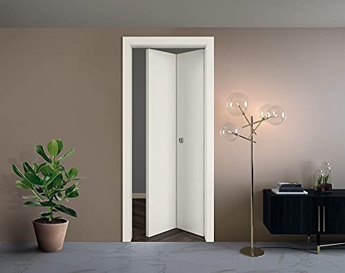 Porta interna a libro in laminato Bianco Matrix porta pieghevole con serratura Finitura Cromata 70X210