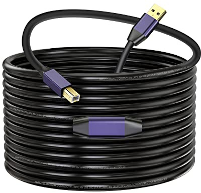 LDKCOK Active USB 2.0 Printer Cable 50ft - A-Male to B-Male High Speed Printer/Scanner/Repeater Cable for HP, Canon, Epson, Dell, Samsung etc