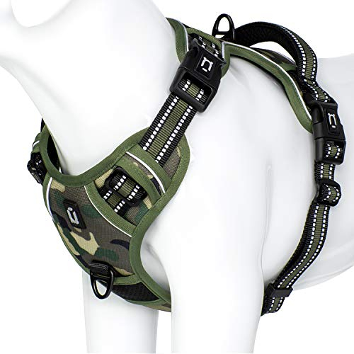 Hundegeschirr, No-Pull Hundegeschirr, Brustgeschirr für kleine, Grosse, mittelgroße Hunde, Weich Atmungsaktiv Einstellbar Reflektierend Hundegeschirr Anti Zug mit Gepolstert Griff