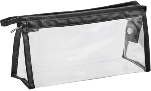 Soul Projekt Clear Pencil Case for Exams, Small Black Transparent Exam Pencil Case for Students, Portable Clear Makeup Bag, PVC Pouch See Through Toiletry and Cosmetic Bag, Back to School Supplies