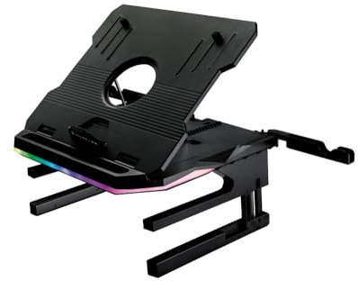 Surefire Portus X2 Gaming Laptop Stand, 360° Notebook Stand Height Adjustable with RGB Lighting, Holder for Laptops with 10, 17.3 Inches, Tablet Riser with Ventilation for the Desk