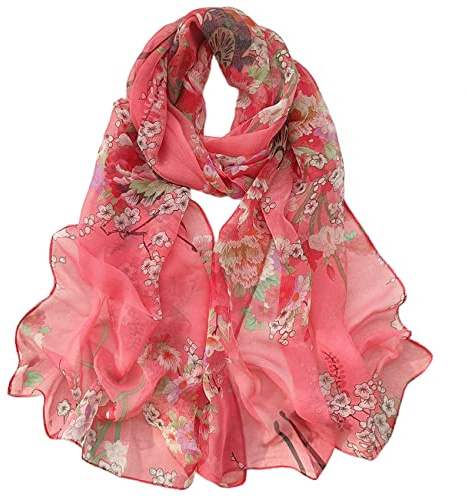 FAIRYGATE Flower Scarf Scarves for Women Sale Chiffon Ladies Scarfs Wraps Shawl Soft Wrap A4714